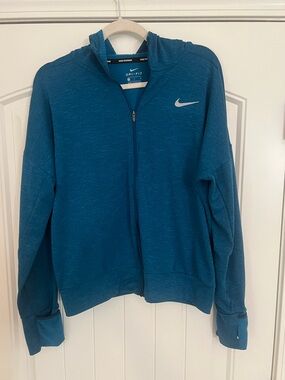 Nike Women’s Teal Dri-FIT Running Hoodie with Security Pocket & Thumbholes Sz M